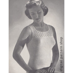 40s Camisole Knitting Pattern for Women, Lace Top Underwear