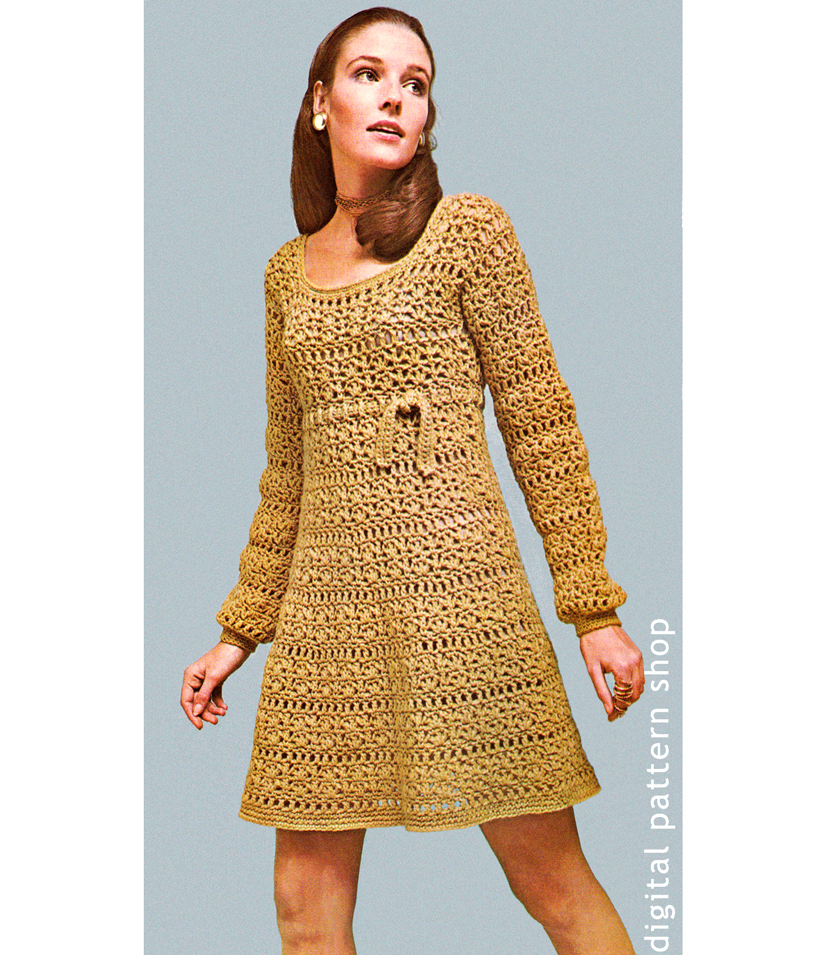 1960s empire dress crochet pattern C56