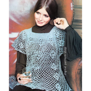70s Lacy Smock Top Crochet Pattern, Vintage Mini Dress