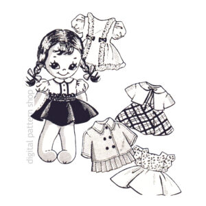 50s Sock Doll Sewing Pattern, Soft Doll Clothes Digital PDF