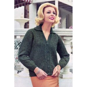 60s Cardigan Knitting Pattern for Women, Button Up Sweater