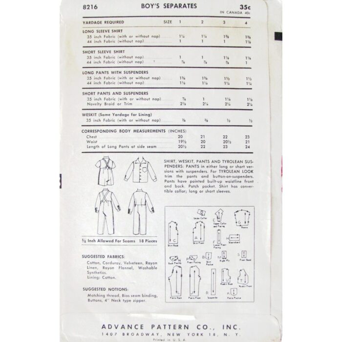 A8216 boys suit pattern