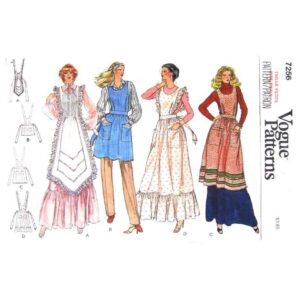 70s Full Apron Sewing Pattern Vogue 7256 Hostess Apron Size 8 10