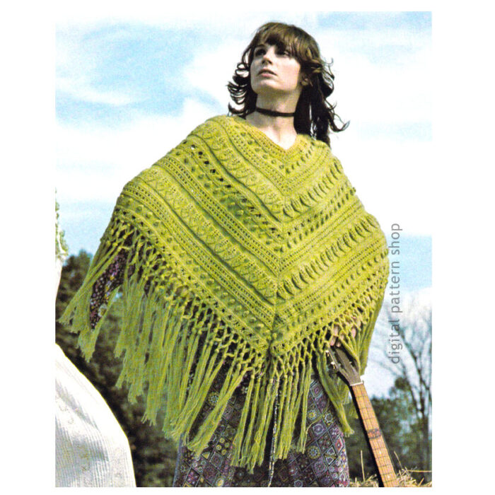 Aran poncho knitting pattern K119