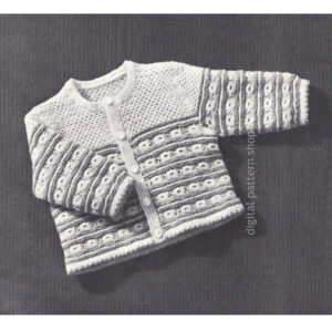 50s Baby Cardigan Knitting Pattern, Sweater Infant to 3 Mths