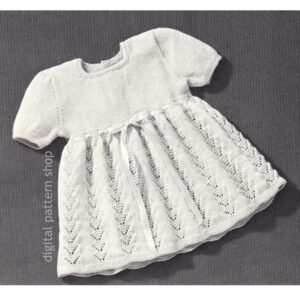 1950s Lace Dress Knitting Pattern for Girls Size 9 to 12 mths