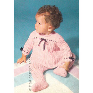 Baby Girls Knitting Pattern Smock Top, Tights, Sweater, Leggings