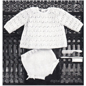 60s Baby Angel Top & Knickers Knitting Pattern, Diaper Cover