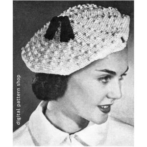 1940s Vintage Beret Hat Crochet Pattern for Women PDF