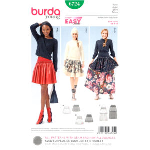 Burda 6724 Tiered Skirt Sewing Pattern 3 Lengths Size 8 to 18