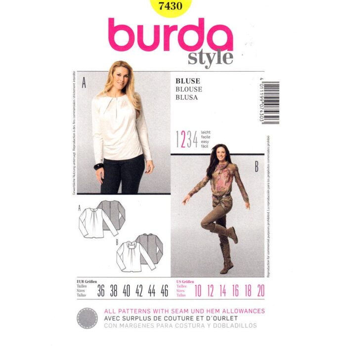 Burda 7430 pullover top pattern