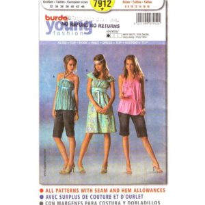 Burda 7912 Halter, Gathered Top, Empire Dress Pattern Size 6-18