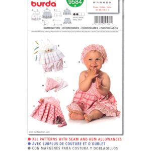Burda 9584 Baby Girl Ruffle Dress, Top, Bloomers Pattern