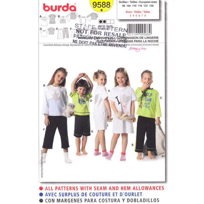 Burda 9588 top and pants pattern