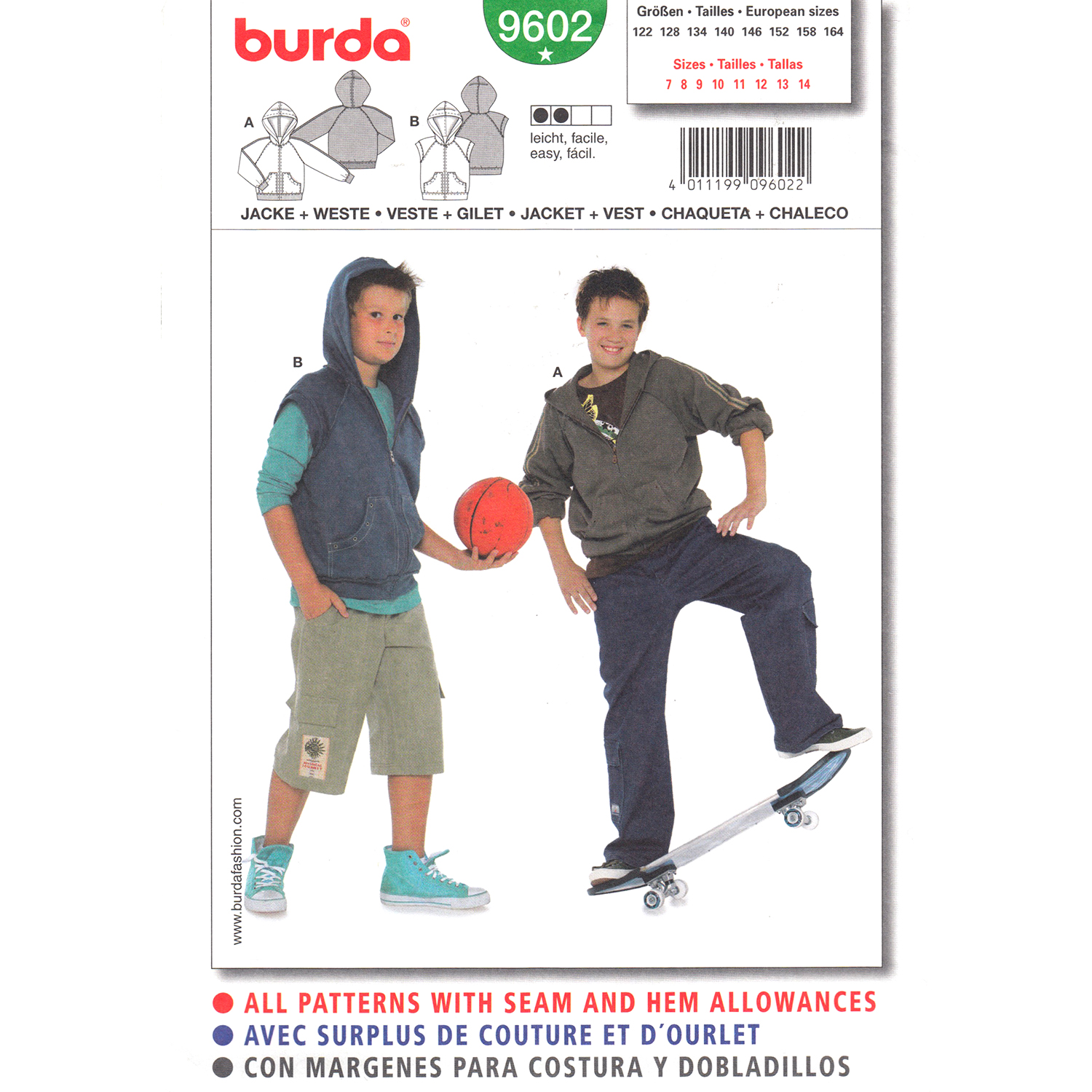 Burda 9602 boys jacket pattern