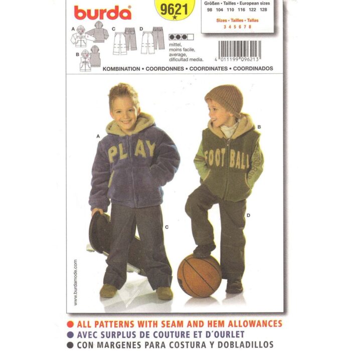 Burda 9621 boys pattern