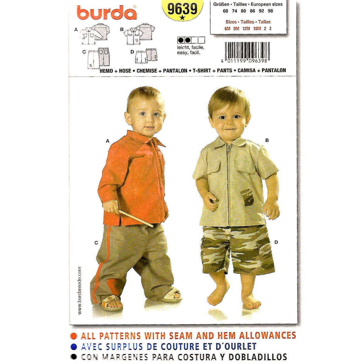 Burda 9639 boys sewing pattern
