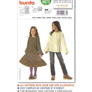 Burda 9673 Girls Tiered Dress, Tunic Pattern Bell Sleeve