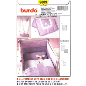 Burda 9809 Teddy Bear Baby Crib Bedding Pattern Quilt, Bumpers