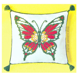 Butterfly Cross Stitch Pattern Embroidered Pillow Cushion