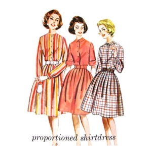60s Vintage Shirtdress Pattern Butterick 2322 Full Skirt Dress