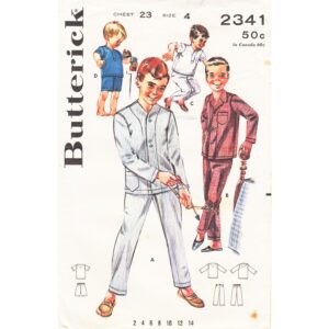 Boys Pajama Pattern Butterick 2341 Top, Shorts, Pants