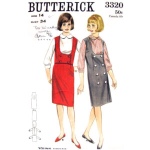 60s Jumper, Weskit, Skirt, Blouse Sewing Pattern Butterick 3320