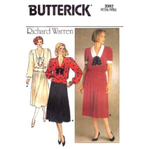 80s Blouson Top and Pleated Skirt Pattern Butterick 3382