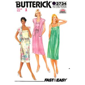 80s Jacket and Dress Pattern Butterick 3734 Loose Sundress