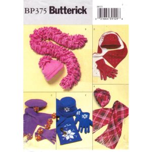 Fleece Hats, Gloves, Scarves Pattern Butterick 3981/375