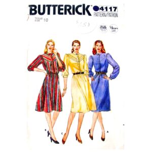 80s Western Dress Sewing Pattern Butterick 4117 Size 10