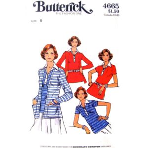 70s Cardigan & T-Shirt Pattern Butterick 4665 Stretch Knits