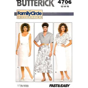80s Flared or Straight Skirt Pattern Butterick 4706 Size 12 14 16