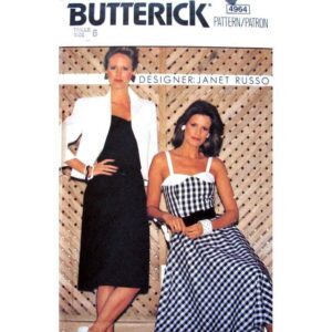 80s Strapless Dress, Sundress, Jacket Pattern Butterick 4964