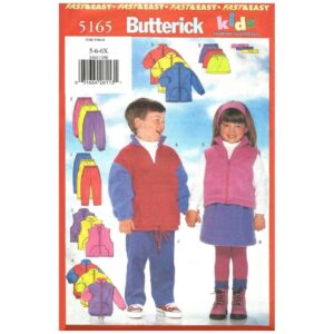 Butterick 5165 Kids Fleece Jacket, Vest, Skirt, Pants Pattern