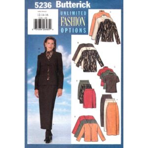 Butterick 5236 Jacket, Top, Mock Wrap Skirt Pattern Size 12 14 16