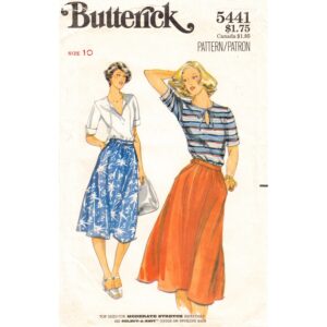 70s Pullover Top and Flared Skirt Pattern Butterick 5441