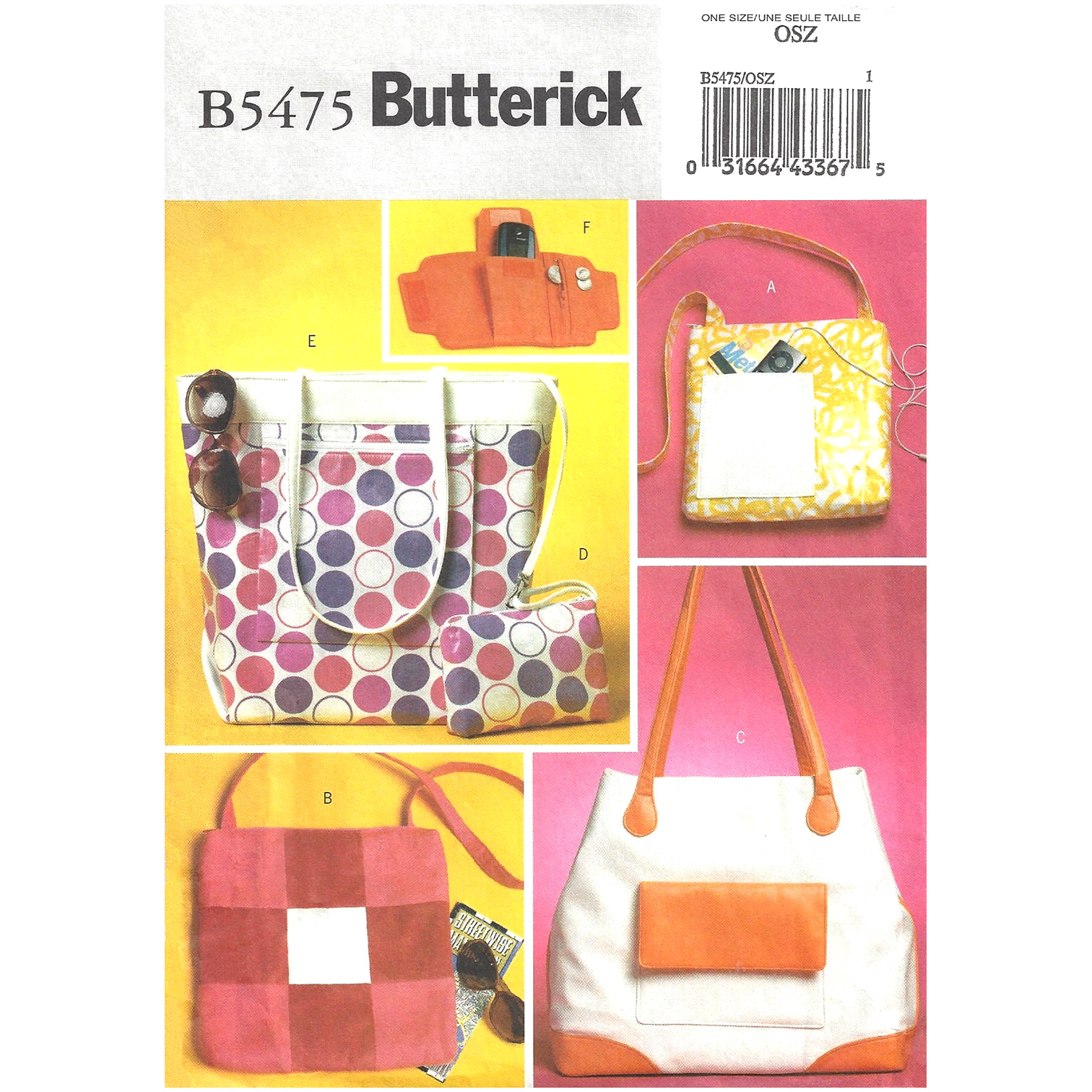 Butterick 5475 bag sewing pattern