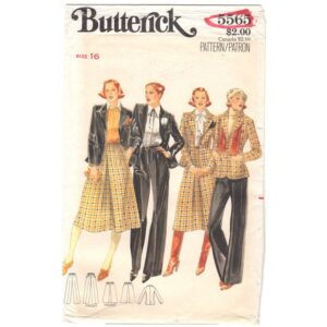 70s Blazer Jacket, Flared Skirt, Pants Suit Pattern Butterick 5565