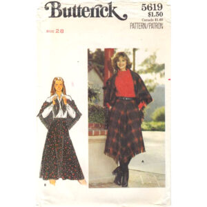 70s Shaped Hem Skirt and Shawl Pattern Butterick 5619