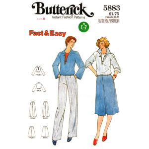 70s Loose Top, Skirt and Pants Pattern Butterick 5883
