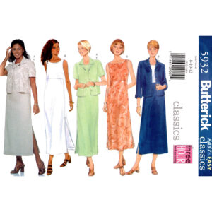 Butterick 5932 Sleeveless Loose Dress Side Slits, Jacket Pattern