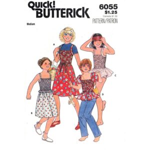 Girls Sundress, Skirt, Swimsuit Top, Briefs Pattern Butterick 6055