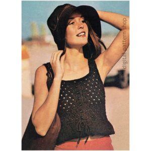 70s Eyelet Camisole Knitting Pattern, Peplum Summer Top
