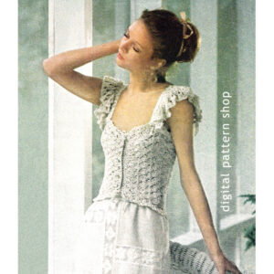 70s Camisole Top Crochet Pattern, Ribbon and Ruffle Top