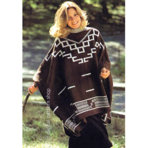 Sarape Cape Knitting Pattern for Women, Blanket Poncho
