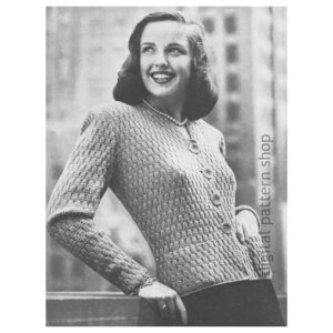 40s Cardigan Knitting Pattern for Women Basketweave Stitch