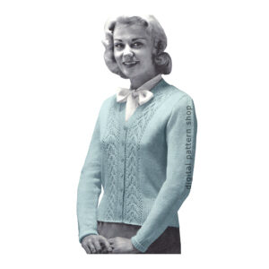 1950s Cardigan Knitting Pattern for Women Lace Trim Jumper