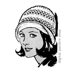 60s Vintage Cloche Hat Crochet Pattern, Summer Mesh Hat