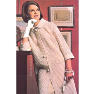 70s Light Coat Crochet Pattern, Easy Fit Button Up Dressy Jacket